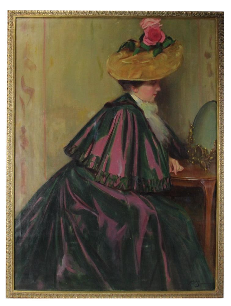 F.W. Simmons, Woman with Bonnet, Oil on Canvas (1 of 6)