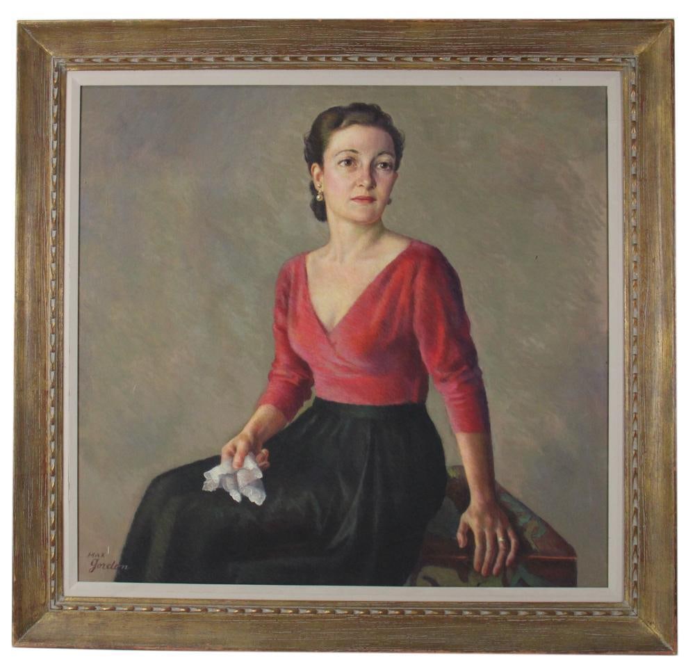 J. Gordon, Portrait of Woman in Red, Oil on Canvas (1 of 6)
