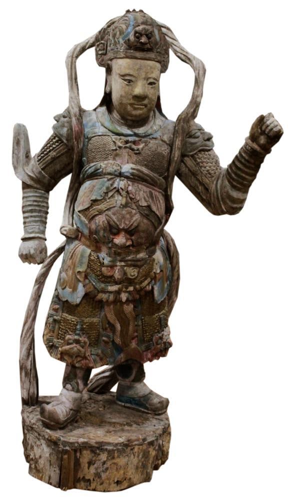 Ming Dynasty Temple Guardian Carved Wood Figure (1 of 10)