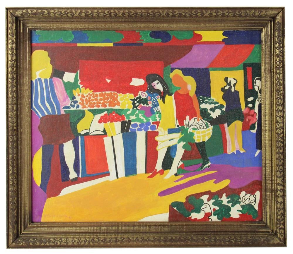 1960s Shopping Scene, Oil on Canvas (1 of 10)