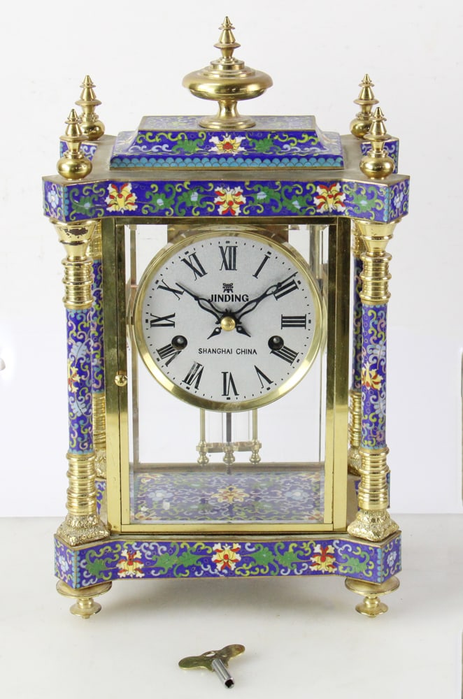 Chinese Cloisonne Clock, Jinding, Shanghai (1 of 13)