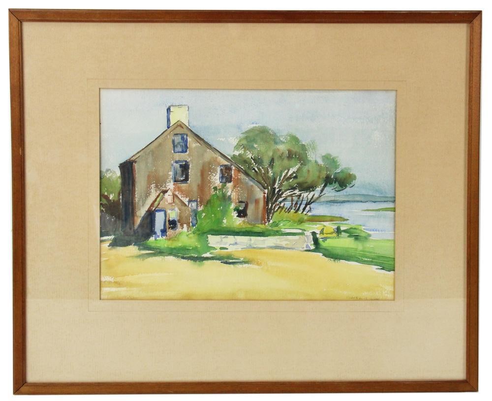 Edith L. Buffum, Newbury House on the River, Watercolor (1 of 8)