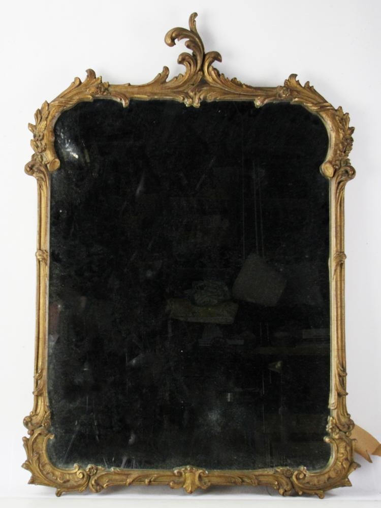 French-style Mirror, Circa 1930s: French-style mirror, circa 1930s, 43 1/2" H x 30" W x 2" D. Provenance: Londonderry, New Hampshire collection.
