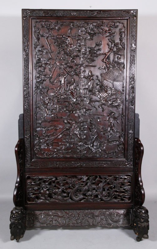 Chinese Carved Hardwood Screen - 2