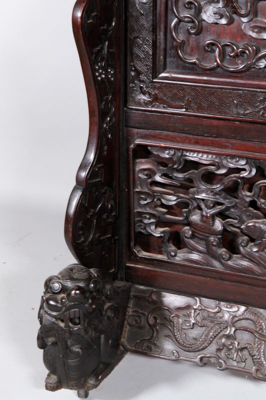 Chinese Carved Hardwood Screen - 4