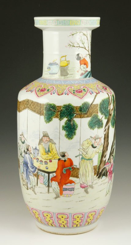 Chinese 19th C. Qing Famille Rose Vase