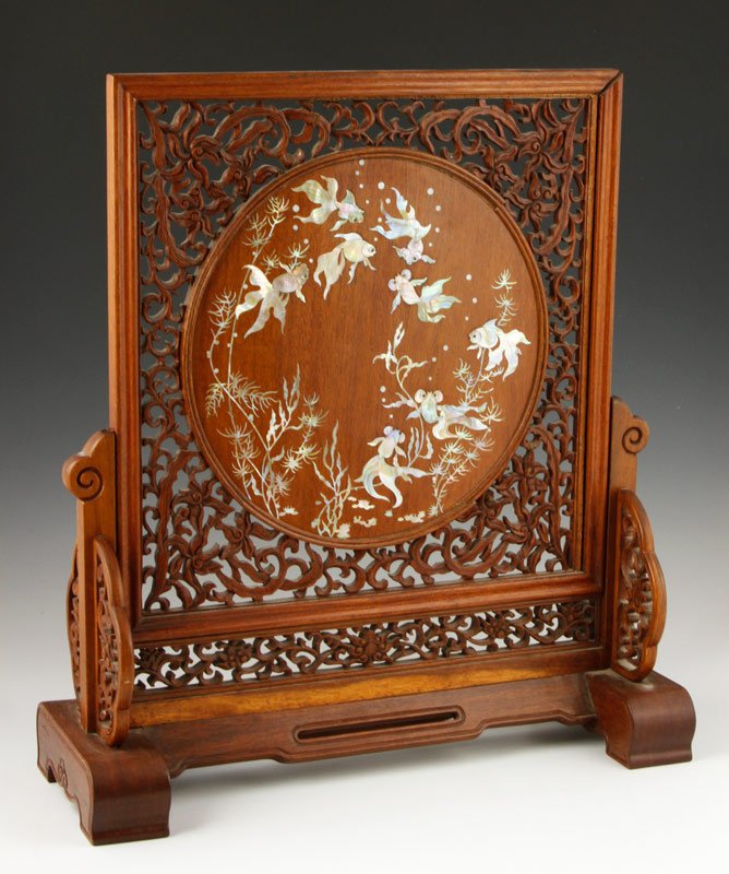 Chinese Hardwood Table Screen