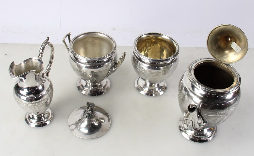 American Coin Silver Tea Set - 12
