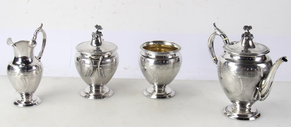 American Coin Silver Tea Set - 9