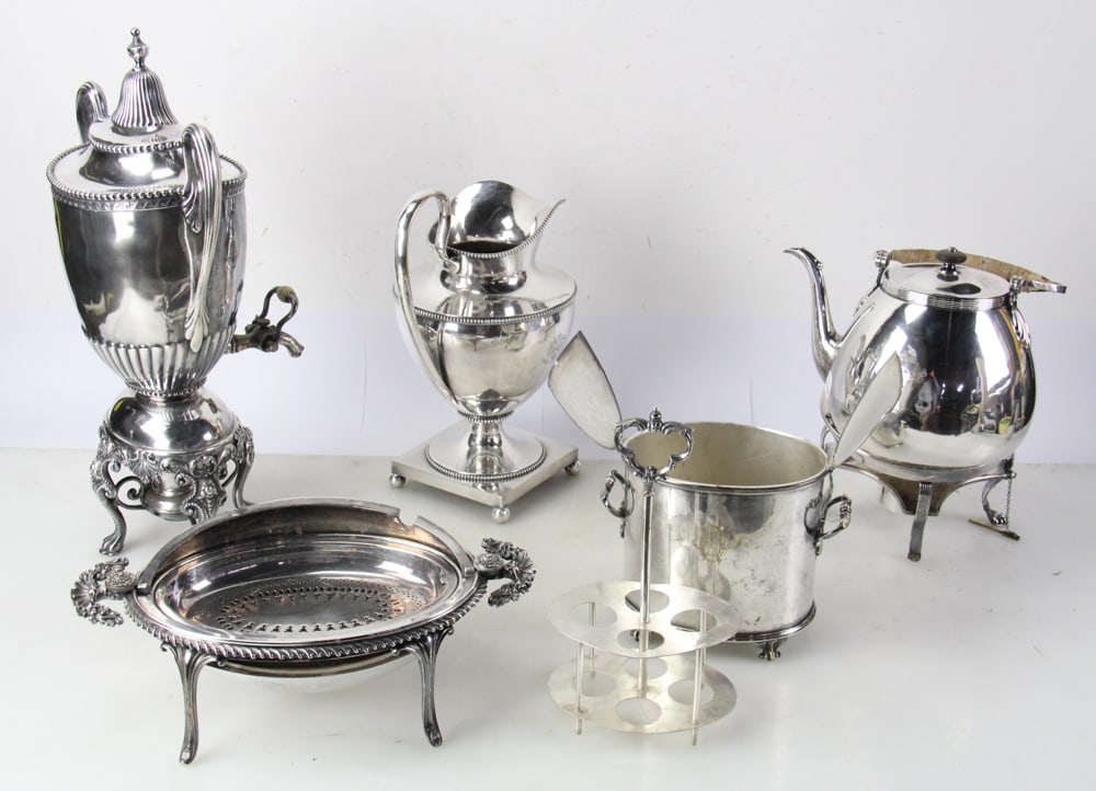 Assorted Silverplate Items, Pitcher, Urn, Teapot, etc. - 7