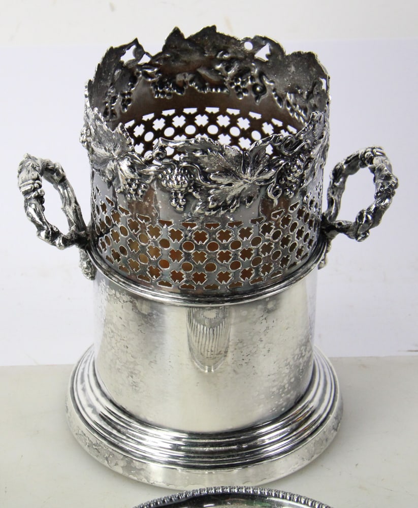 Silverplate Wine Cooler and Coasters - 5
