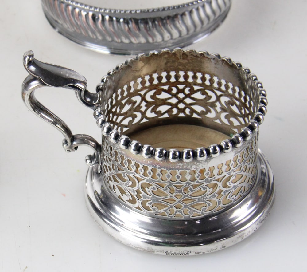 Silverplate Wine Cooler and Coasters - 6