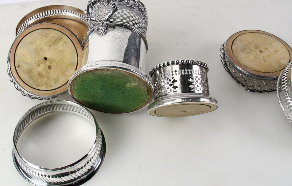 Silverplate Wine Cooler and Coasters - 8