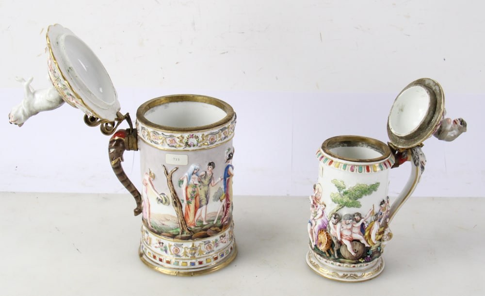 Italian Capodimonte Tankards - 7