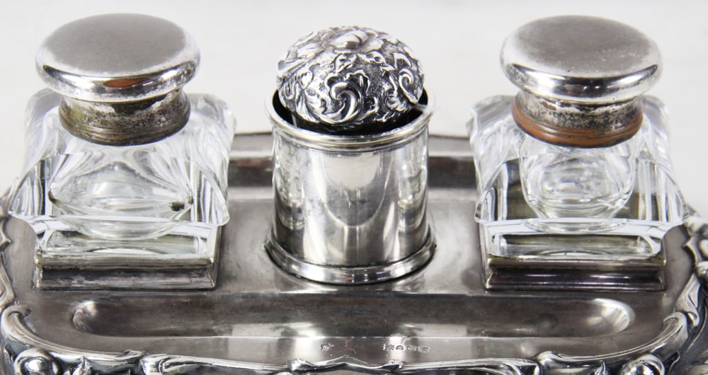 English Silver Inkstand - 2