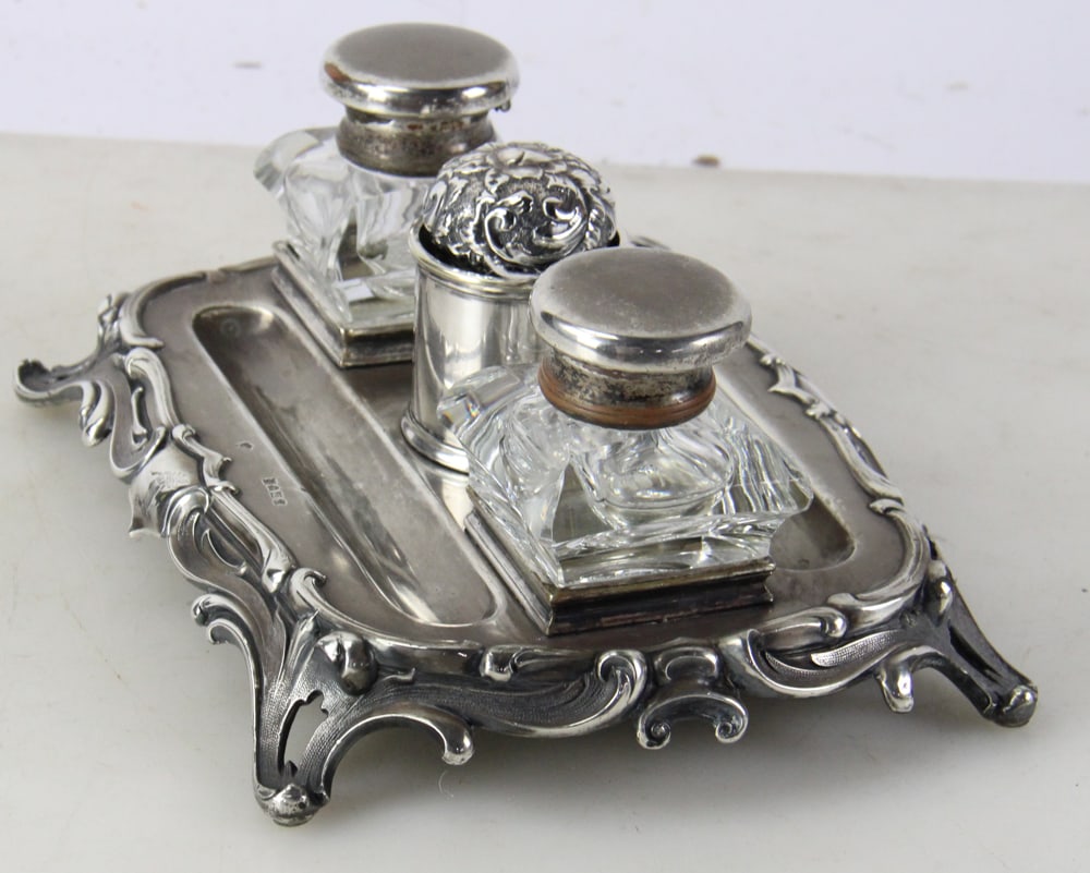 English Silver Inkstand - 5