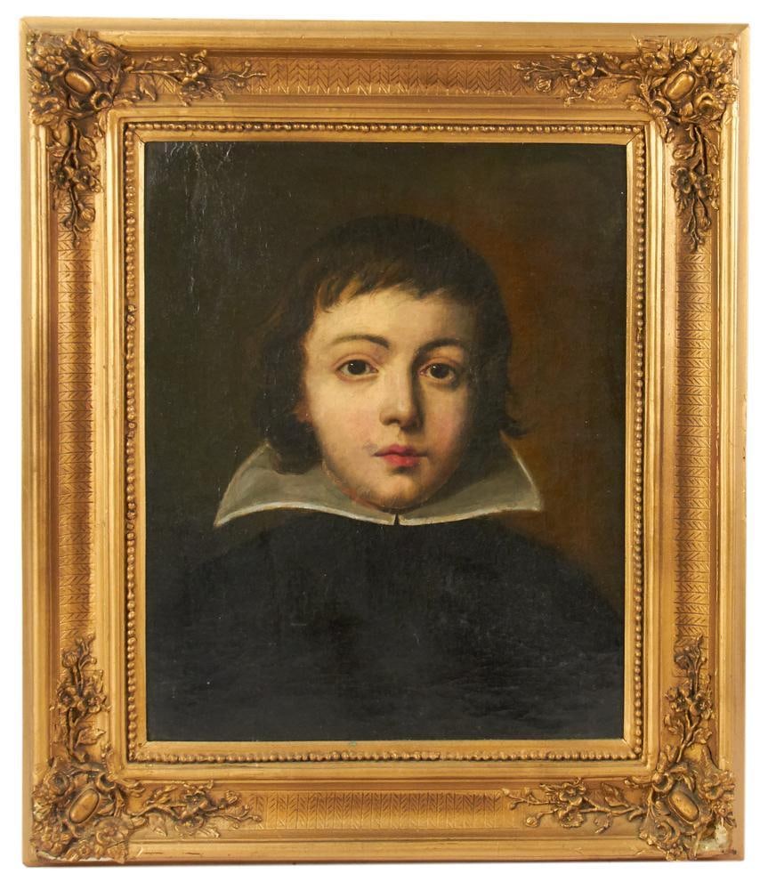 Portrait of Young Boy, Oil on Canvas: Portrait of young boy, oil on canvas, 17" x 14", framed 24" x 20". Provenance: Marblehead, Massachusetts collection.