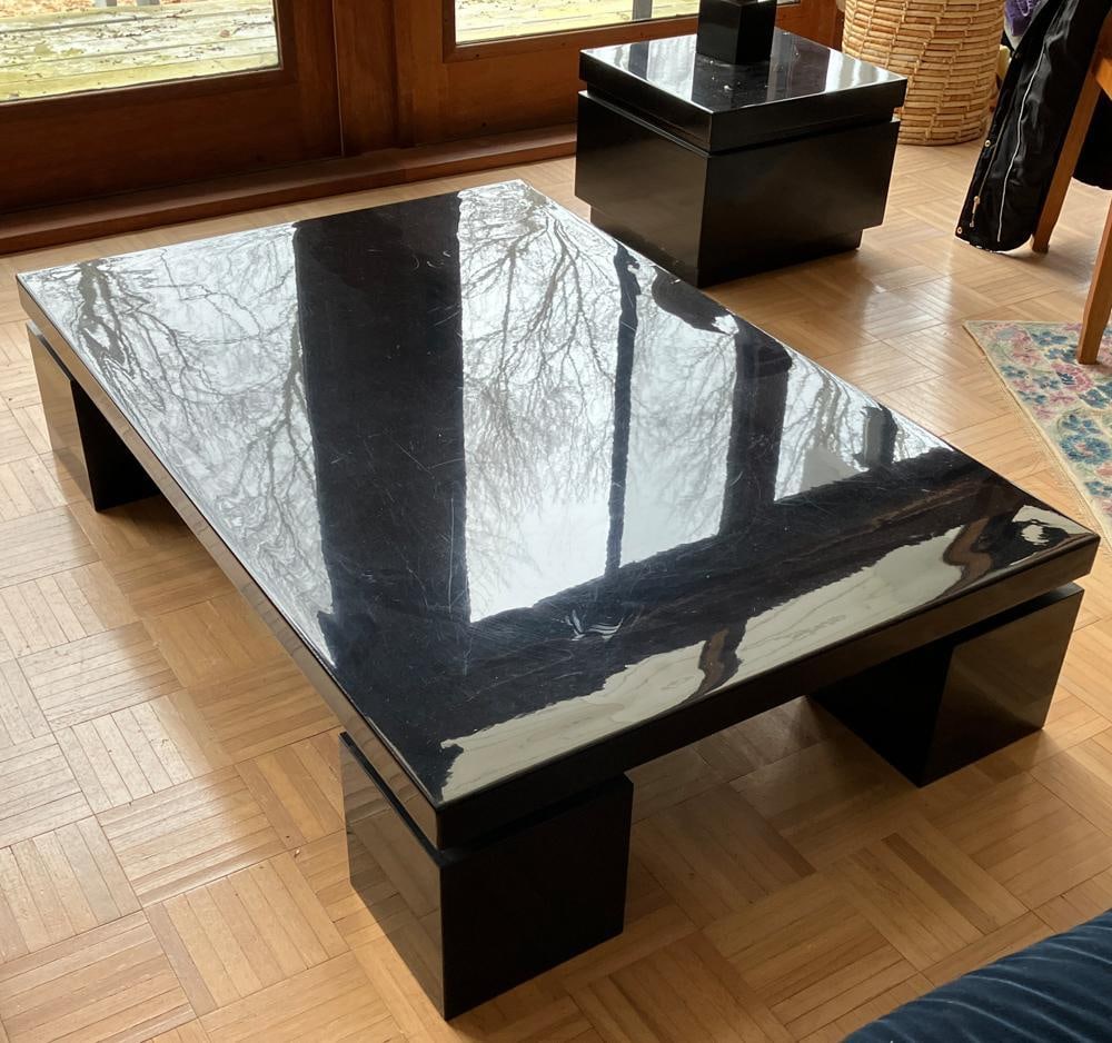 Black Lacquered Coffee Table and Side Table - 3