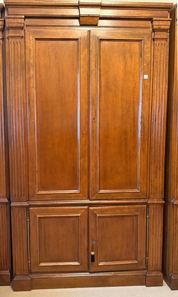 Mahogany Double-Door Cabinet: Mahogany double-door cabinet or TV cabinet, 88" H x 44" W x 22" D. Provenance: a Boston, Massachusetts collection.