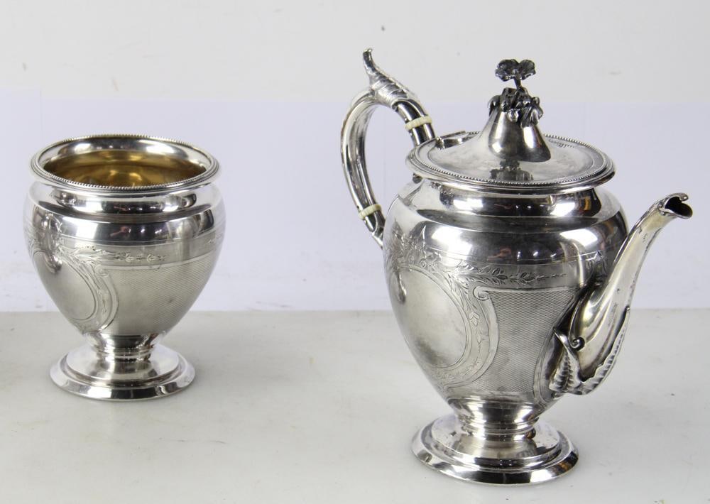 19thC American Coin Silver Tea Set - 10