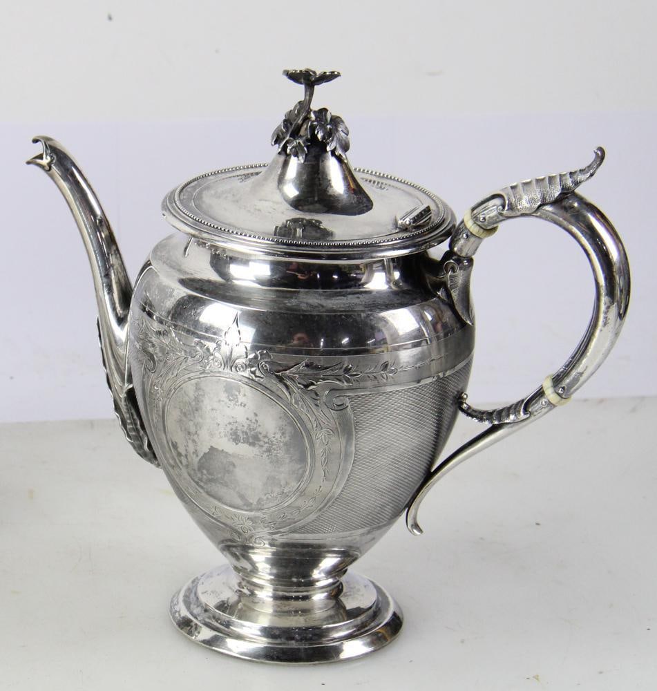19thC American Coin Silver Tea Set - 2