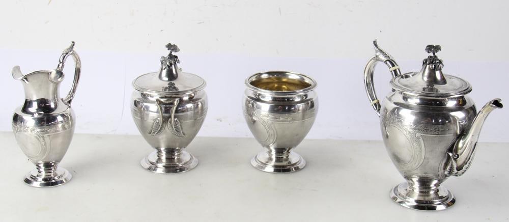 19thC American Coin Silver Tea Set - 9