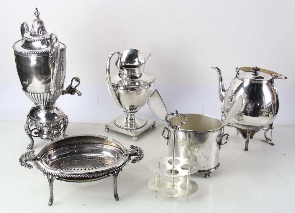 Assorted Silverplate Items, Pitcher, Urn, Teapot, etc. - 7