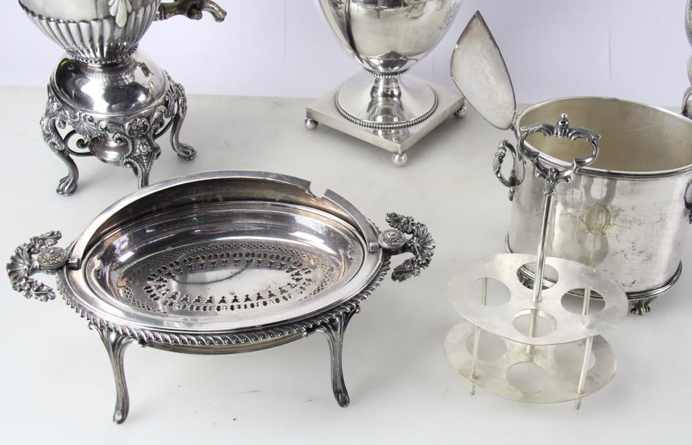 Assorted Silverplate Items, Pitcher, Urn, Teapot, etc. - 8