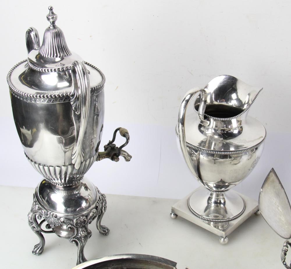 Assorted Silverplate Items, Pitcher, Urn, Teapot, etc. - 9