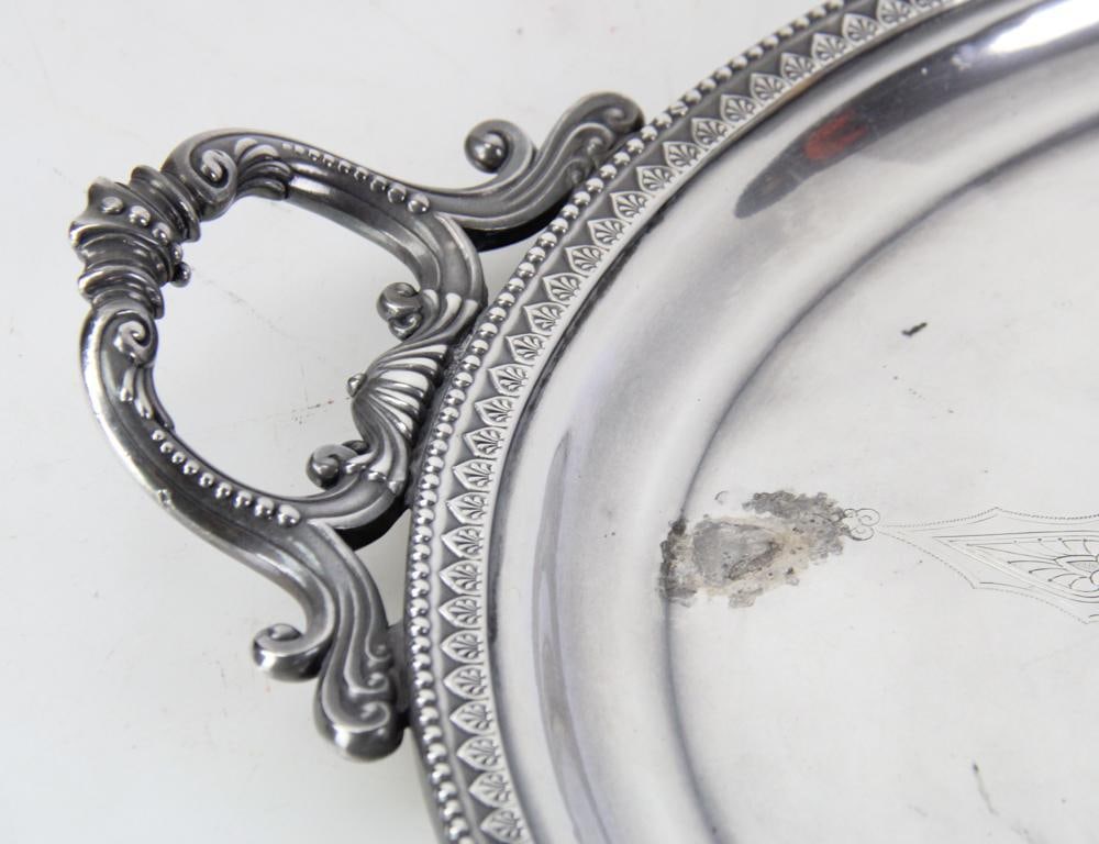 Victorian Silverplate Tray with Engravings - 6