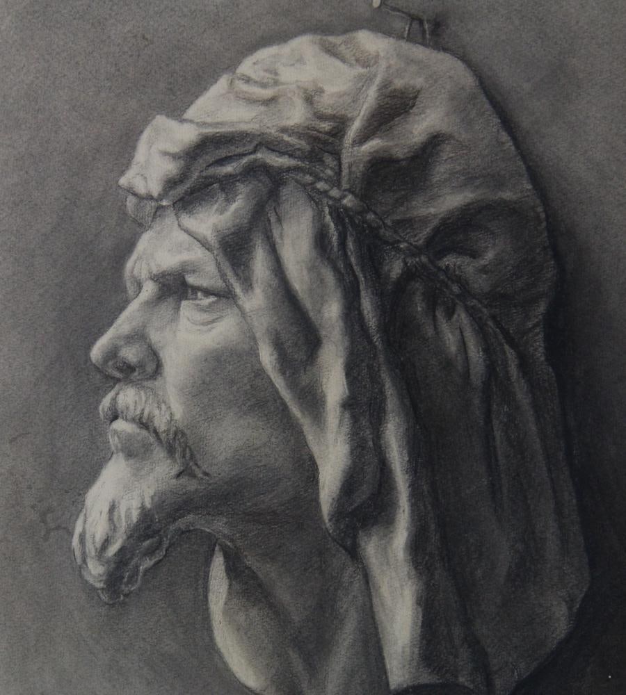 A. Prince, Drawing "Buste, Eines Arabs on Nubian" - 4