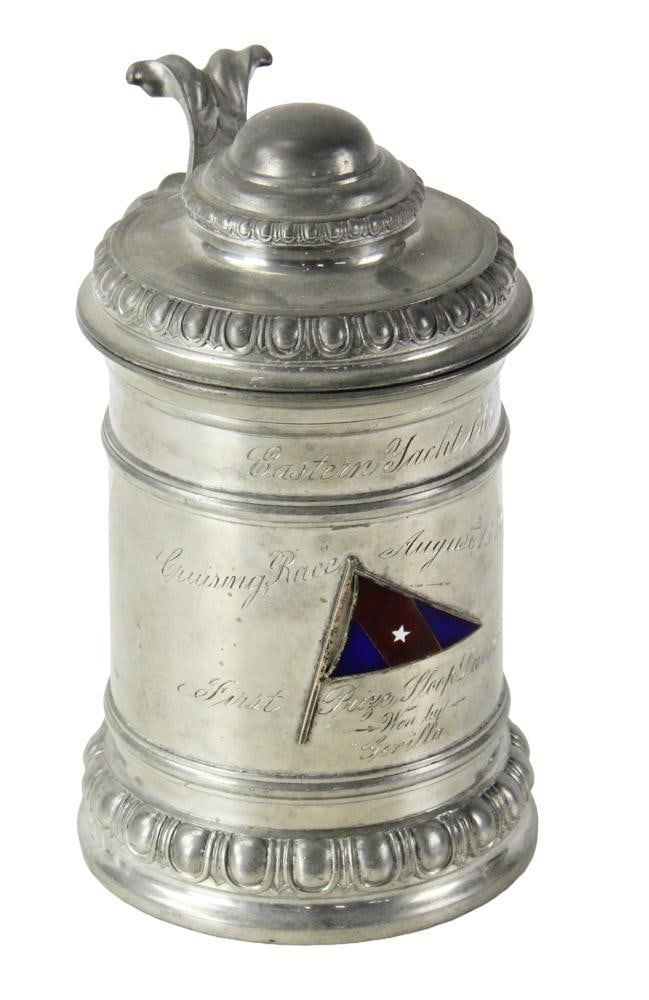 Eastern Yacht Club Trophy, 1901: Eastern Yacht Club Trophy, dated August 16th 1901. Inventory #1792 sticker from previous collection. 8 x 5 1/2 diameter. Provenance: Estate of the late Joseph W. Haley, of Pride's Crossing,