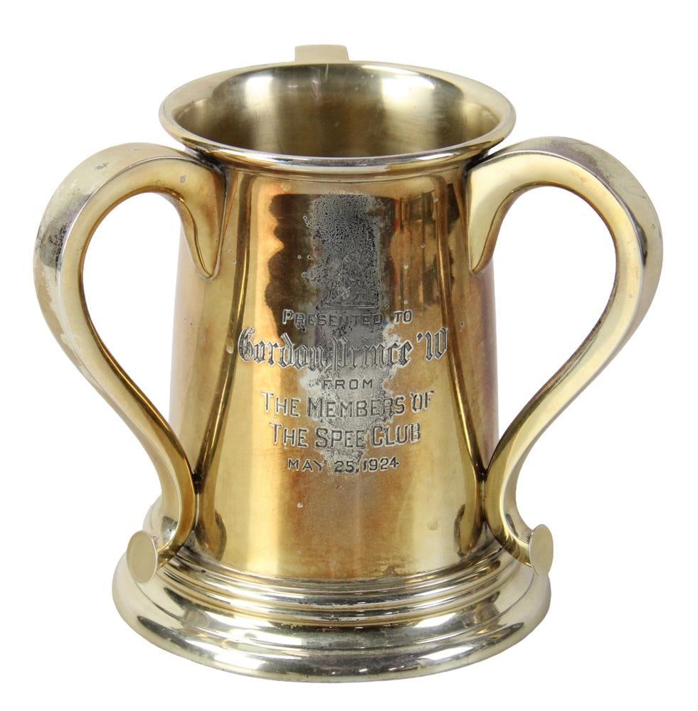1924 Sterling 3-Handled Mug, Spee Club, Harvard: Shreve, Crump, and Low Sterling 3-handled mug, presented by "The Members of the Spee Club, May 25, 1924" to Gordon Prince, 8 x 9. Approximately 31.79 troy oz TW. Provenance: Estate of the late Joseph