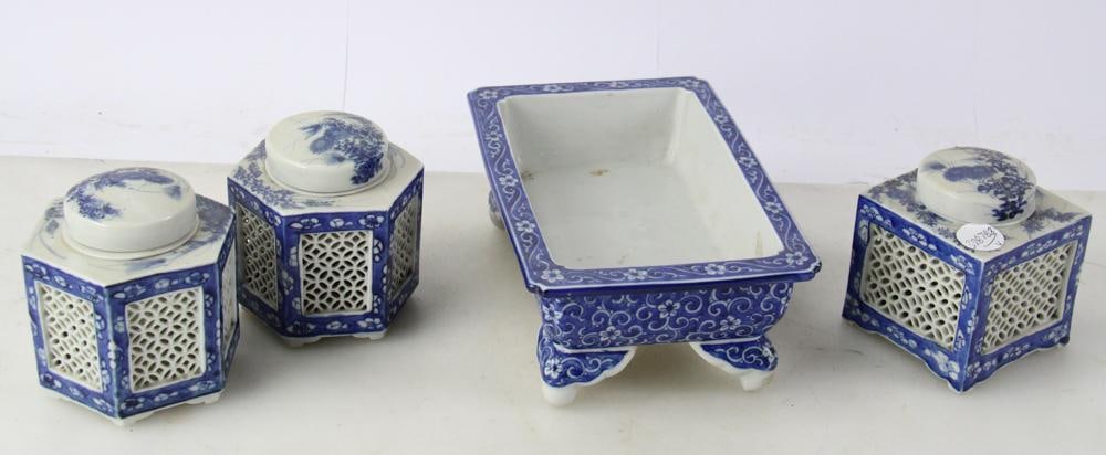 Three Ceramic Cricket Boxes, Planter - 9