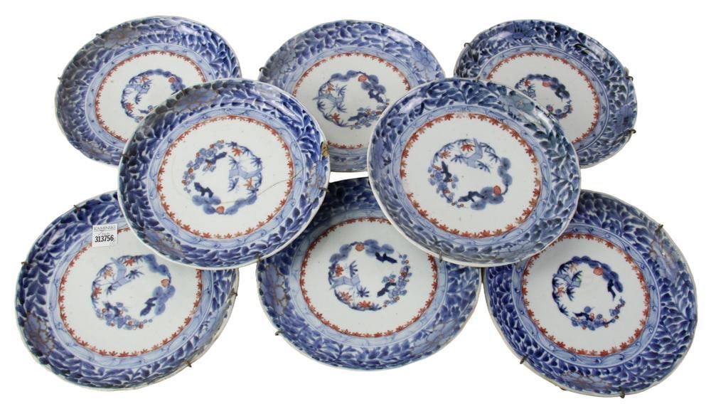 Set of 19thC Chinese Plates: 19th century Chinese plates, set of (8), 8 1/2 diameter. Provenance: Estate of the late Joseph W. Haley, of Pride's Crossing, Massachusetts.