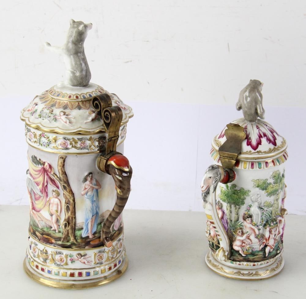 Italian Capodimonte Tankards - 6