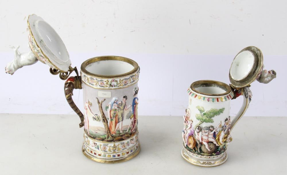 Italian Capodimonte Tankards - 7