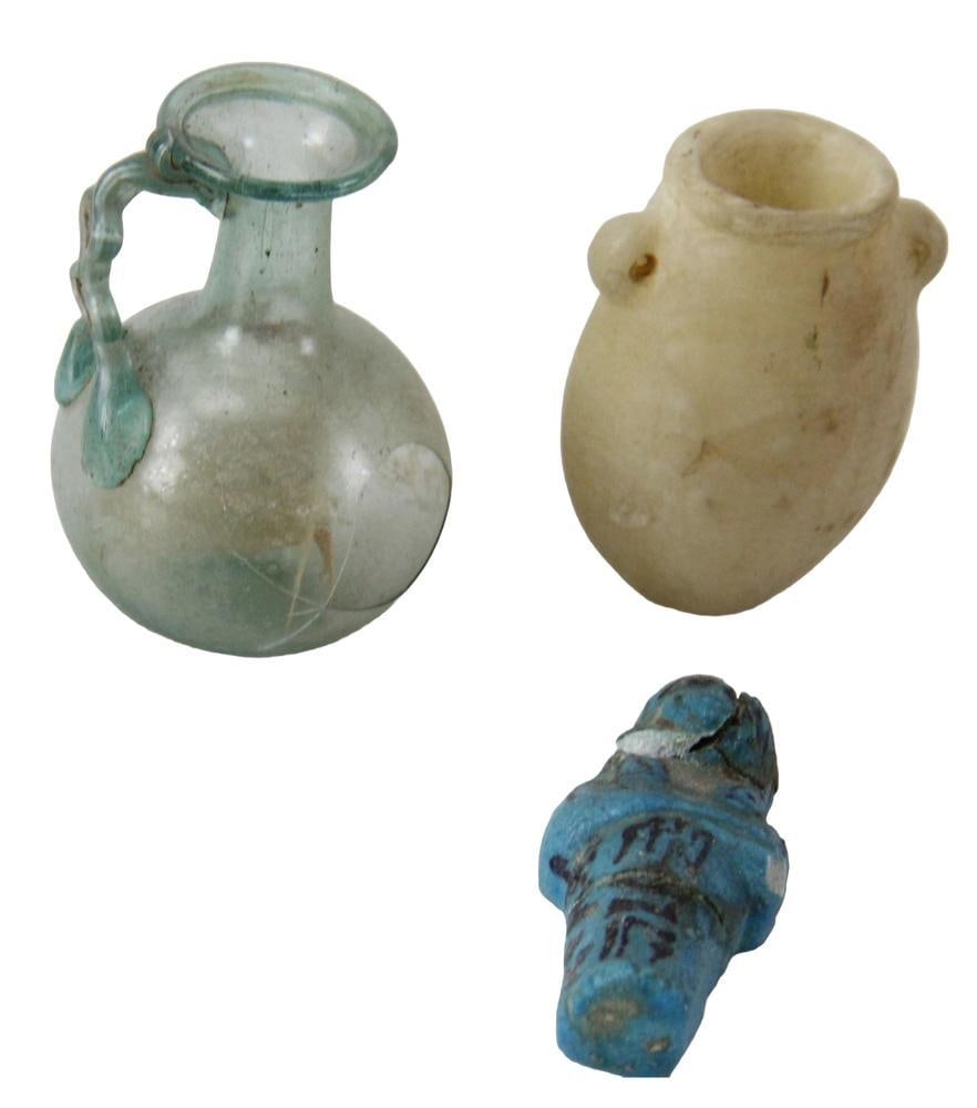 Roman Marble Vessel, Glass Vessel, Egyptian Shabti (1 of 12)