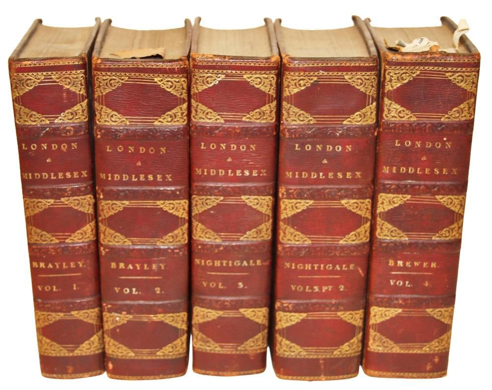 London and Middlesex, 1814, (5) Volumes: London and Middlesex, 1814, (5) volumes. Provenance: Estate of the late Joseph W. Haley, of Pride's Crossing, Massachusetts.