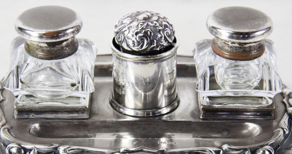 English Silver Inkstand - 2