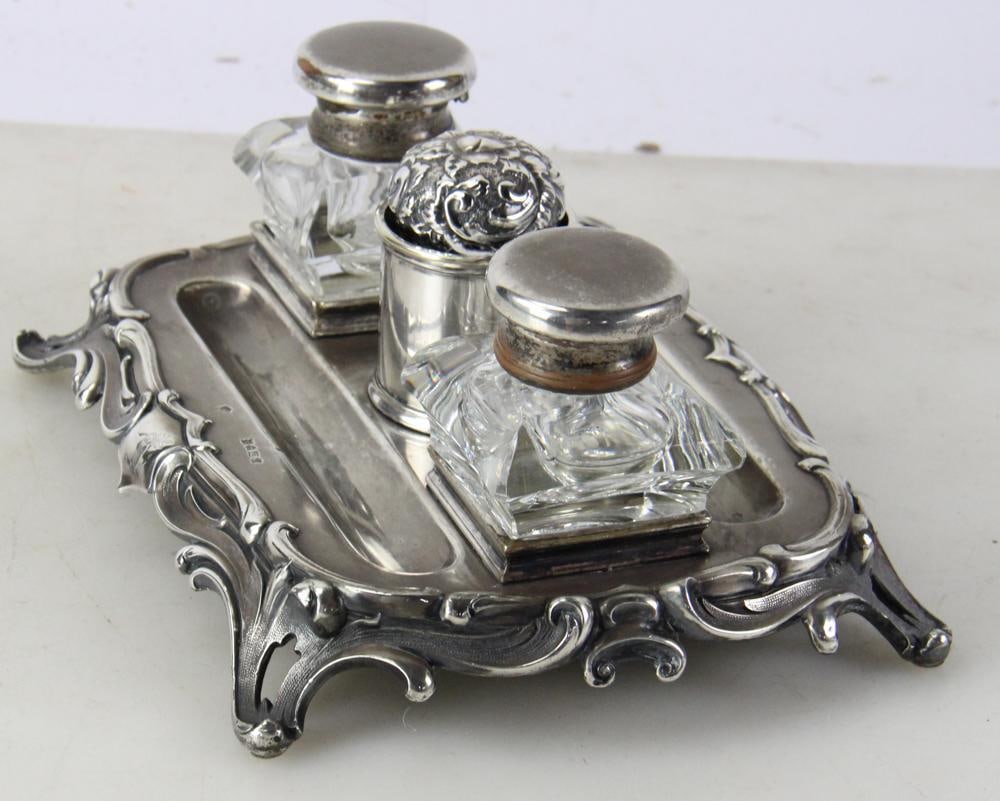 English Silver Inkstand - 5