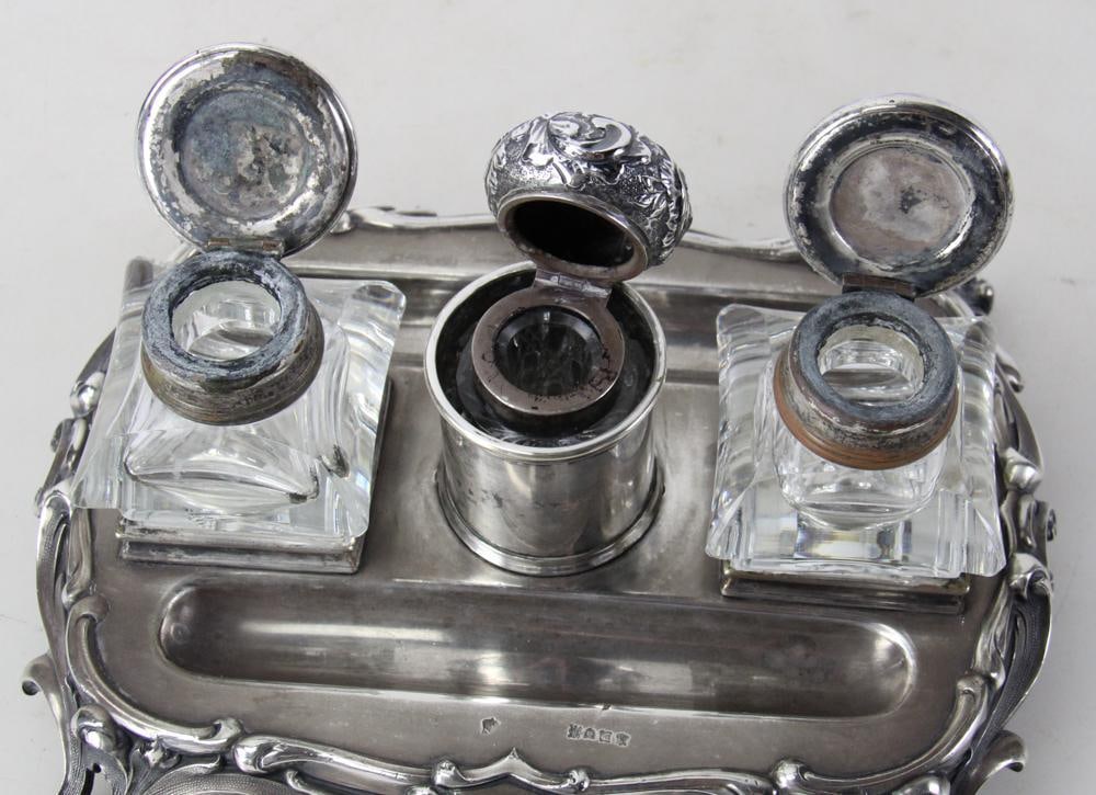 English Silver Inkstand - 8