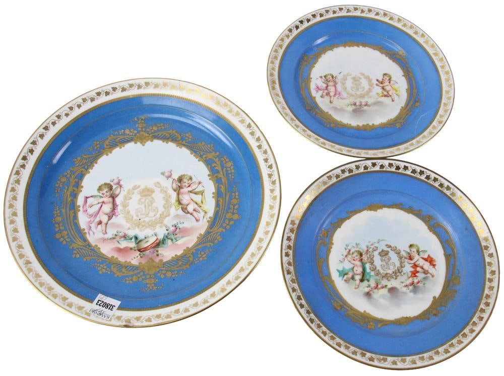 19thC French Sevres Serving Plates: 19th century French Sevres serving plates. Provenance: Estate of the late Joseph W. Haley, of Pride's Crossing, Massachusetts.