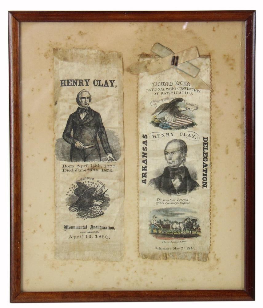 Henry Clay Inauguration, 1860, Arkansas Delegation Ribbon 1844 (1 of 6)