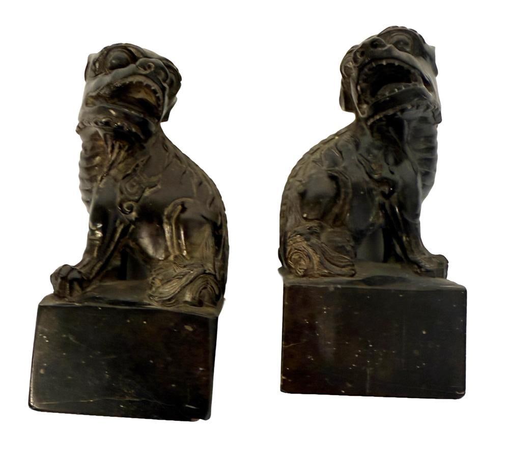 Antique Chinese Stone Foo Dog, Seals: Antique Chinese stone foo dog, seals, 3 1/2" x 1 3/4". Provenance: Estate of the late Joseph W. Haley, of Pride's Crossing, Massachusetts.