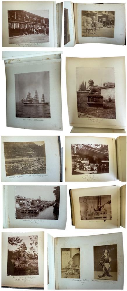 Japanese Photo Albums: Japan photo albums, three photo albums 1891, Yokohama album, 1892, over (150) photos. Provenance: Estate of the late Joseph W. Haley, of Pride's Crossing, Massachusetts.