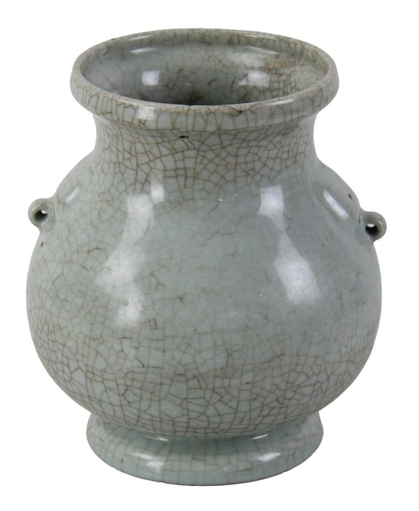 19thC Chinese Crackle Vase: 19th century Chinese crackle vase, 9 1/2" x 8". Provenance: Estate of the late Joseph W. Haley, of Pride's Crossing, Massachusetts.