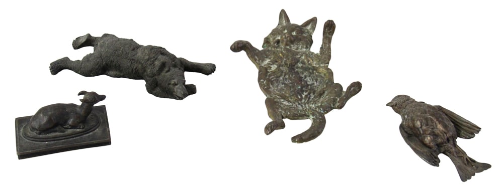 Animal Bronzes: Animal bronzes, (4) total, largest 7". Provenance: Estate of the late Joseph W. Haley, of Pride's Crossing, Massachusetts.