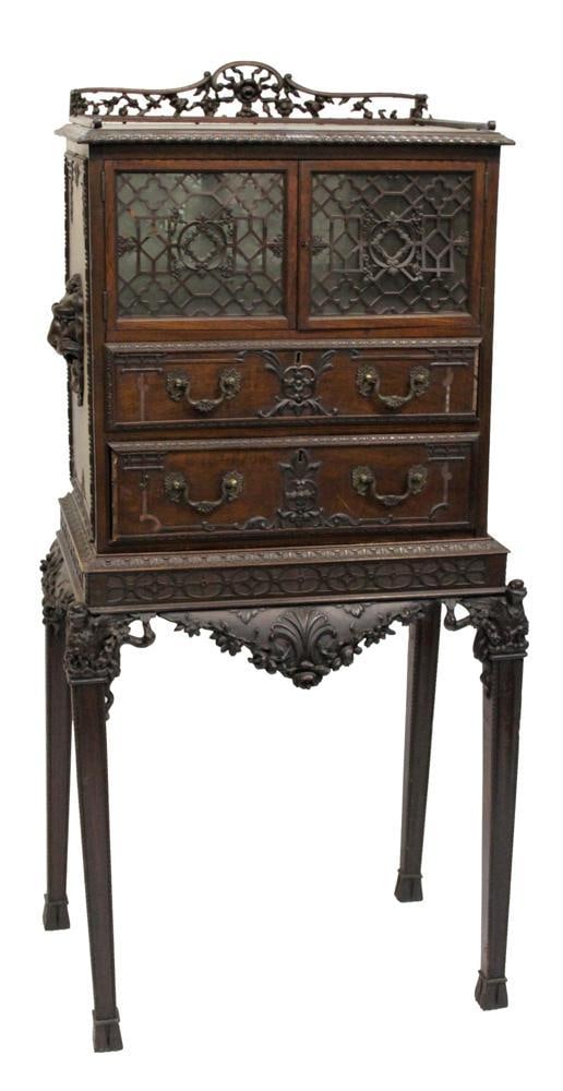 19thC English Chippendale Mahogany Cabinet (1 of 13)