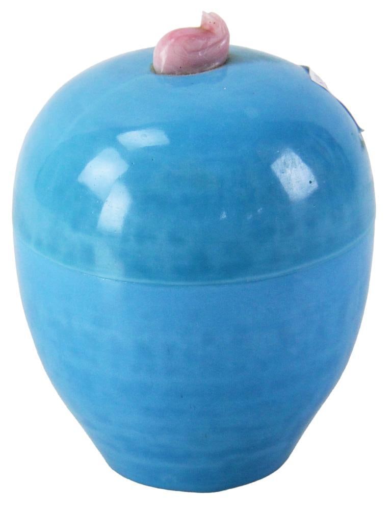 19thC Chinese Peking Glass Covered Jar: 19th century Chinese Peking glass covered jar, 6 1/2" x 4 1/2". Provenance: Estate of the late Joseph W. Haley, of Pride's Crossing, Massachusetts.